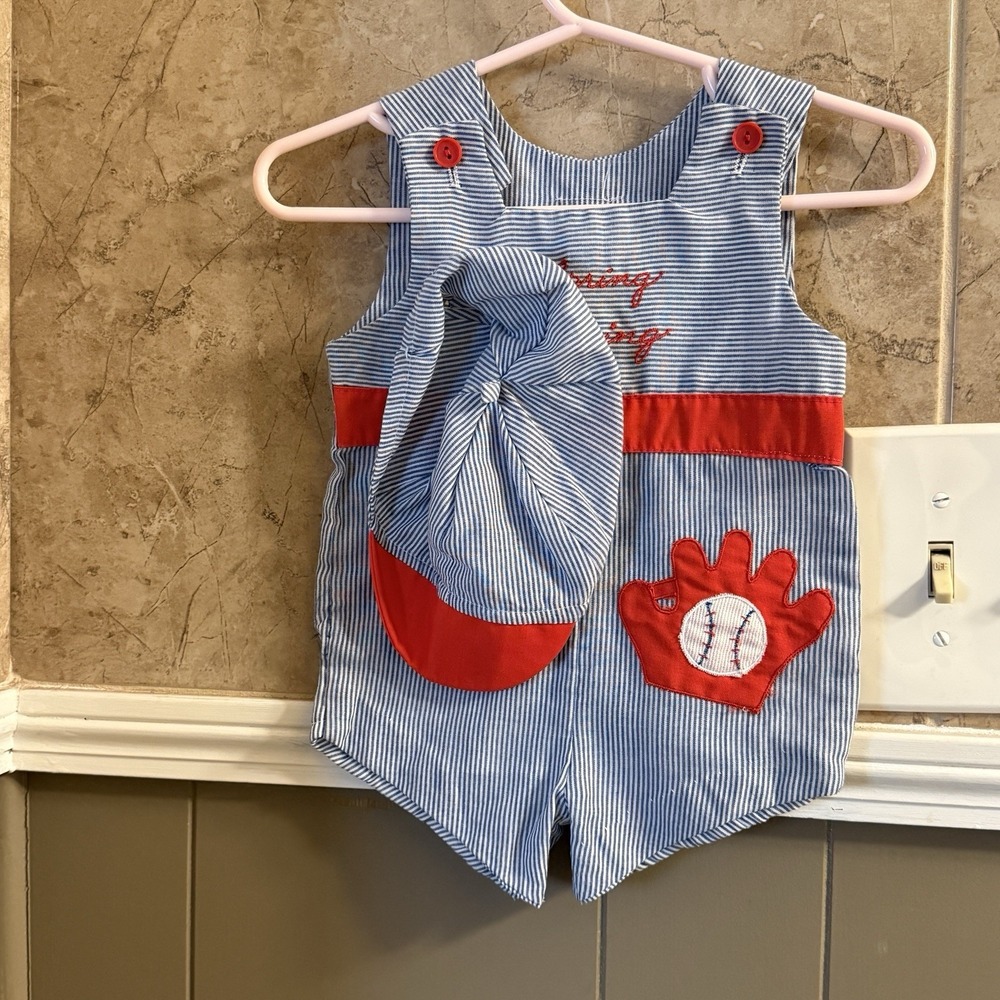 Baseball Spring Training Outfit With Matching Hat Baby Size 0-3 Months Unbranded